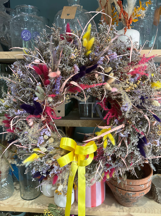 Spring dried flower wreath