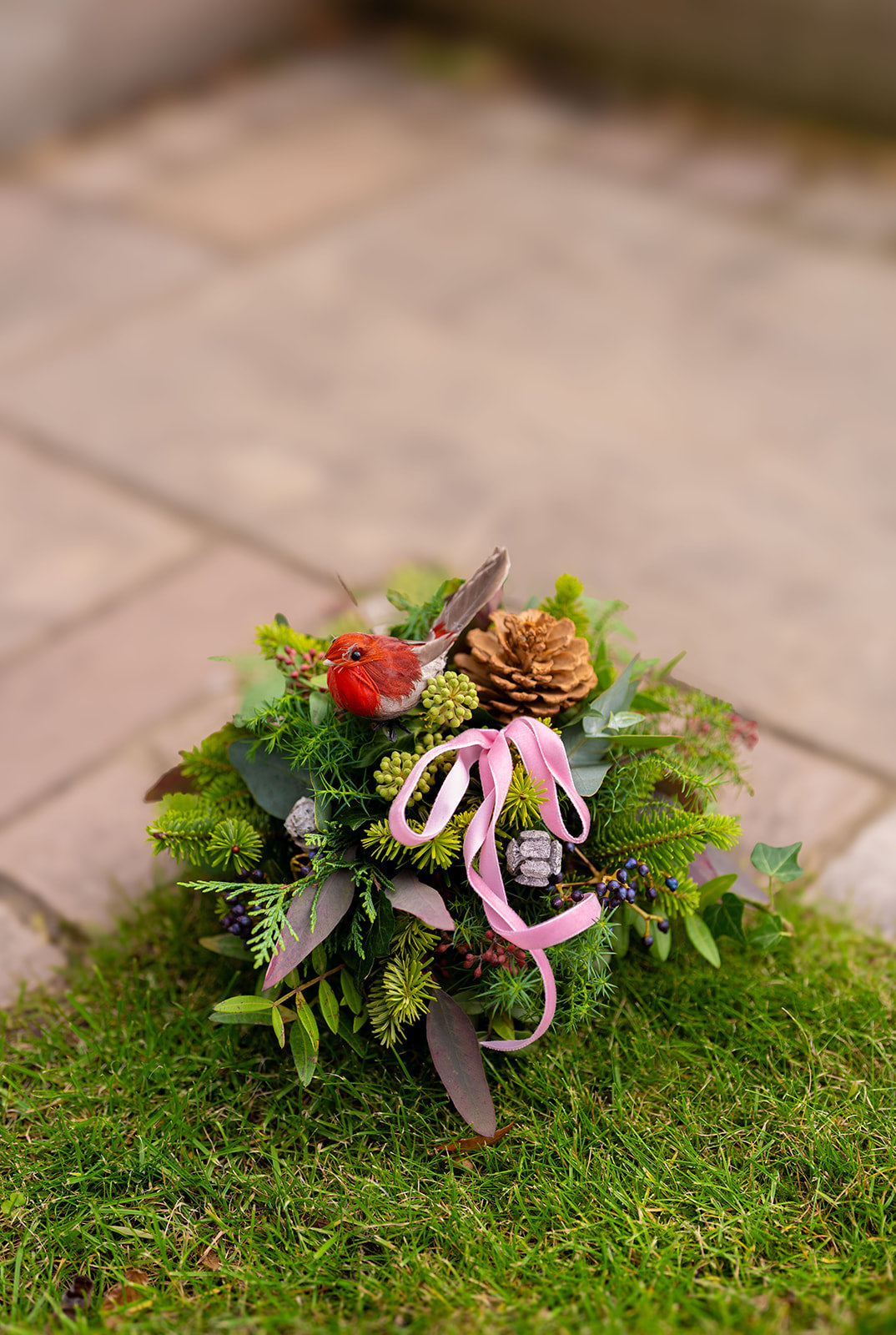 Grave Dish floral tribrute