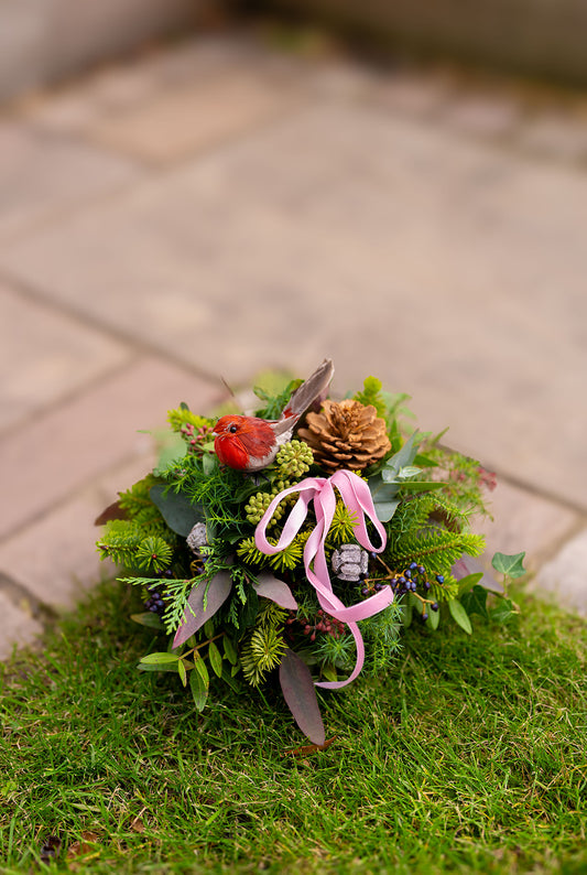 Grave Dish floral tribrute