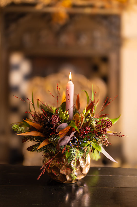 Christmas Candle Fresh Arrangement