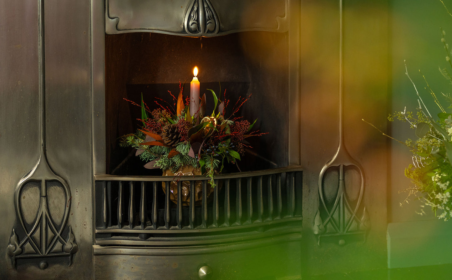 Christmas Candle Fresh Arrangement