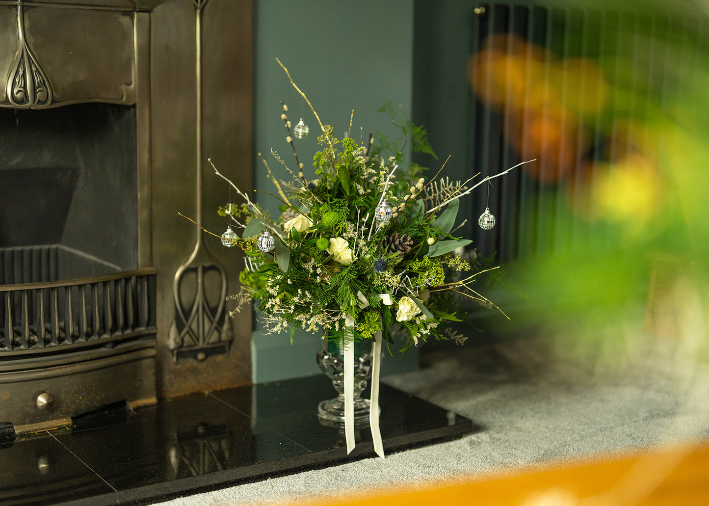 Christmas glass urn arrangement