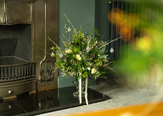 Christmas glass urn arrangement