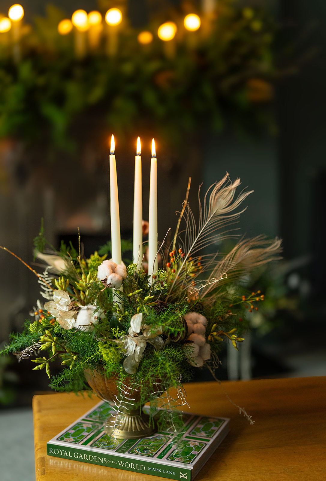Christmas gold bowl arrangement
